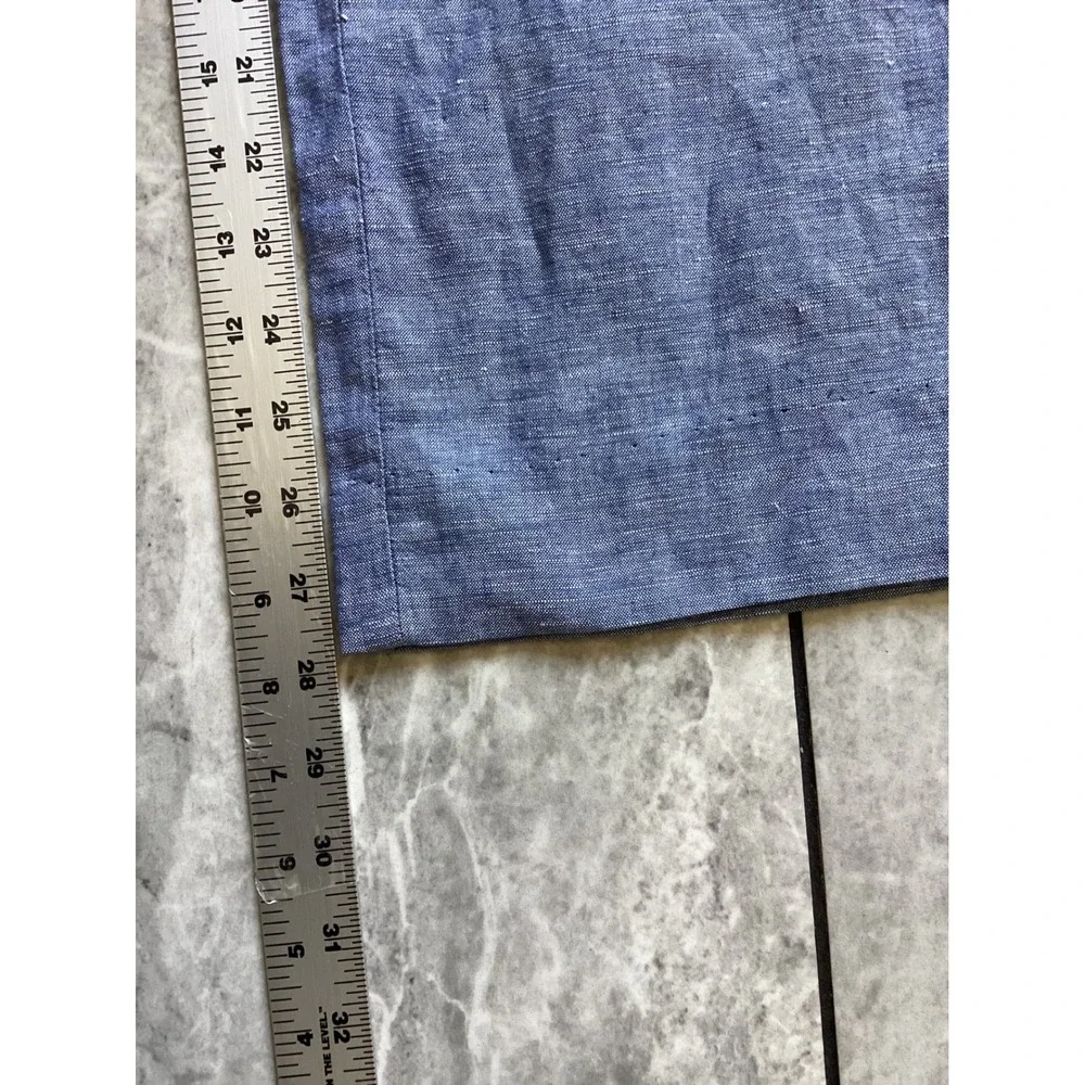 Banana Republic Martin Fit Blue Linen Cotton Straight Leg Pants Women Size 2